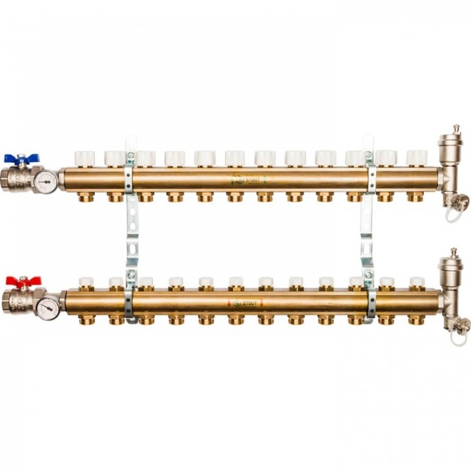Распред-ный коллектор STOUT SMB без расход-в с рег-щими вставками на 12 контуров 1"x3/4" SMB 0468 000012